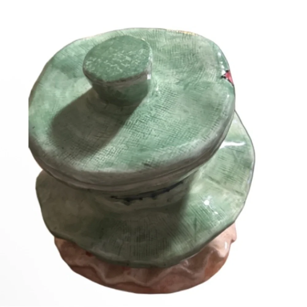 Autumns Bounty Charming Scarecrow Ceramic Accent with Green Hat